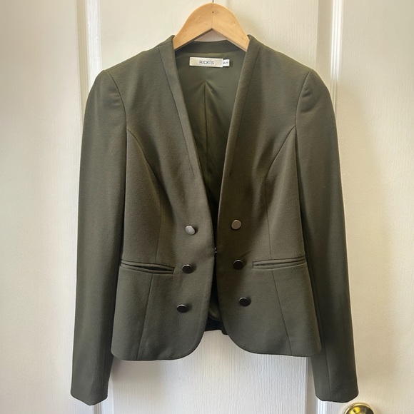 Ricki's Ponte Knit Cropped Blazer Olive Green Size XS - Picture 5 of 13